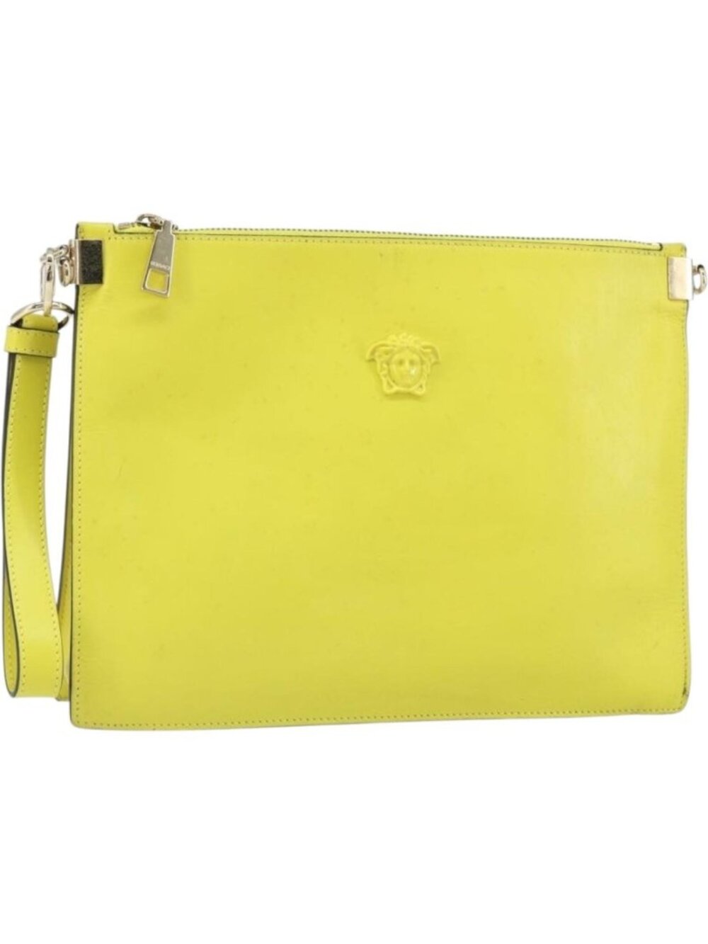 VERSACE Clutch Bag Leather Yellow Gold